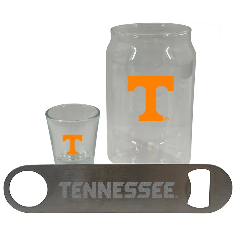 The Memory Company Tennessee Volunteers Three-Pack Beer Glass 2oz Shot Glass Bottle Opener Set