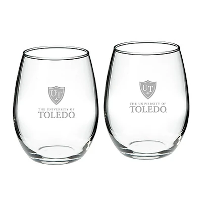 Toledo Rockets 21oz 2-Piece Stemless Wine Glass Set