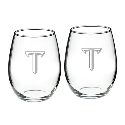 Troy University Trojans 21oz 2-Piece Stemless Wine Glass Set