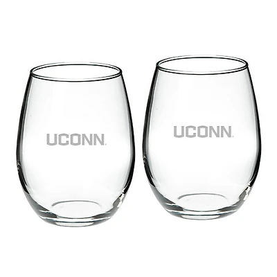UConn Huskies 2-Piece 21oz Stemless Wine Glass Set