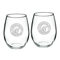University of Tampa Spartans 21oz 2-Piece Stemless Wine Glass Set