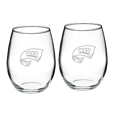 Western Kentucky Hilltoppers 2-Piece 21oz Stemless Wine Glass Set