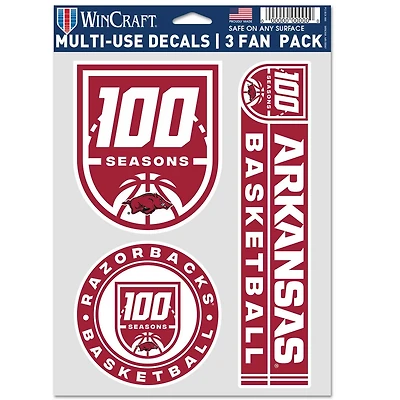 WinCraft Arkansas Razorbacks 3-Pack 100 Seasons Decal Set