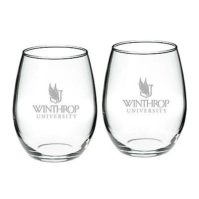Winthrop Eagles 21oz Two-Piece Stemless Wine Glass Set