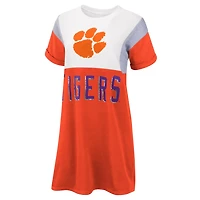 G-III 4Her by Carl Banks /White Clemson Tigers 3rd Down Short Sleeve T-Shirt Dress