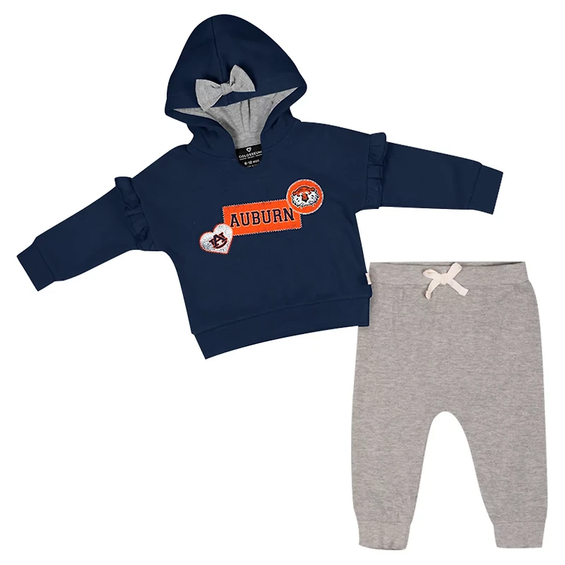 Girls Colosseum Auburn Tigers Patches Fleece Pullover Hoodie and Pants Set