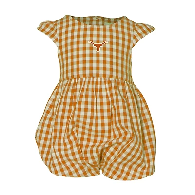 Girl's Garb Burnt Texas Longhorns Cara Gingham Ruffled Bodysuit