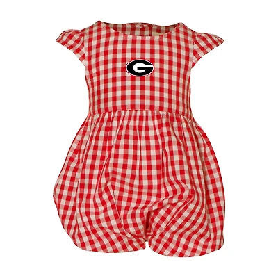 Girl's Garb Georgia Bulldogs Cara Gingham Ruffled Bodysuit