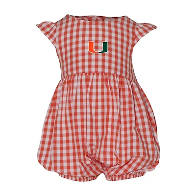 Girl's Garb Miami Hurricanes Cara Gingham Ruffled Bodysuit