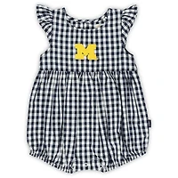 Girl's Garb Michigan Wolverines Cara Gingham Ruffled Bodysuit