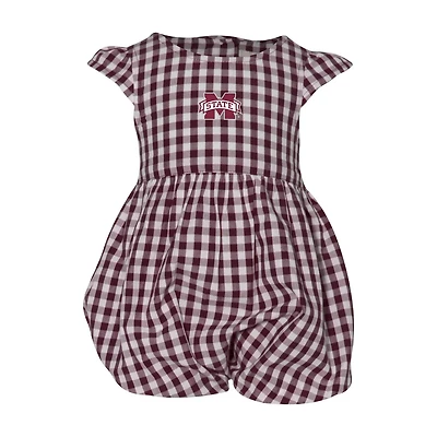 Girl's Garb Mississippi State Bulldogs Cara Gingham Ruffled Bodysuit