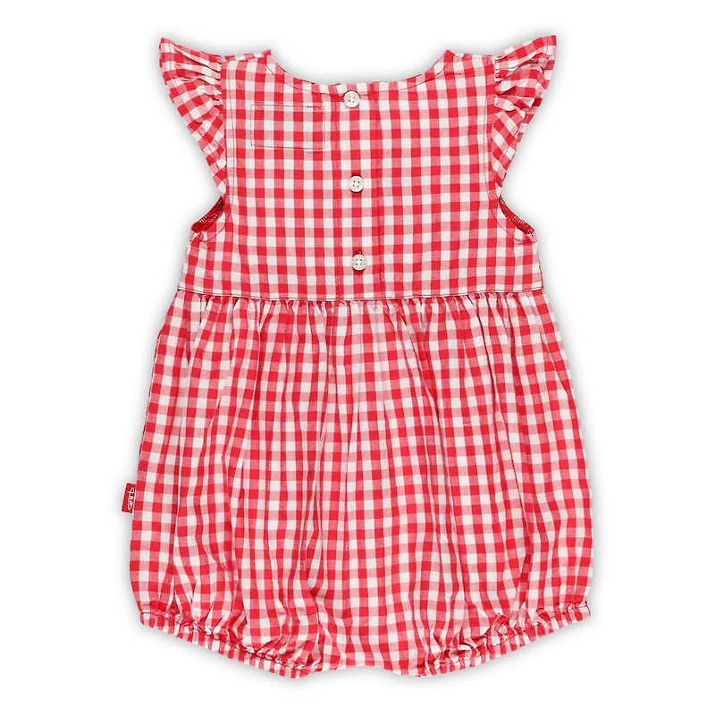 Girl's Garb Ohio State Buckeyes Cara Gingham Ruffled Bodysuit