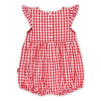 Girl's Garb Ohio State Buckeyes Cara Gingham Ruffled Bodysuit