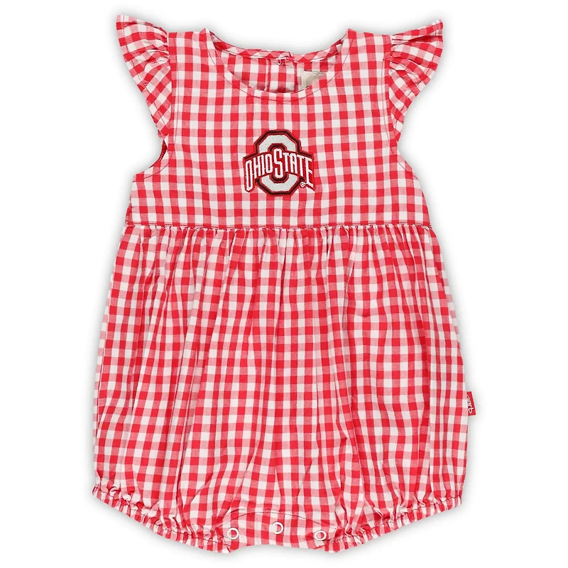 Girl's Garb Ohio State Buckeyes Cara Gingham Ruffled Bodysuit