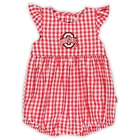 Girl's Garb Ohio State Buckeyes Cara Gingham Ruffled Bodysuit