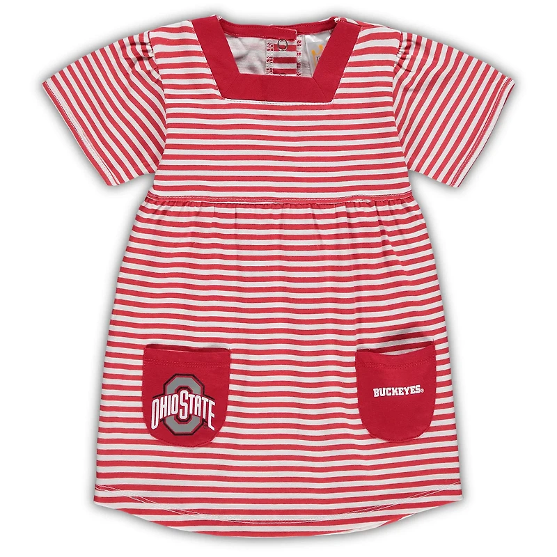 Girl's Ohio State Buckeyes Striped Dress with Pockets