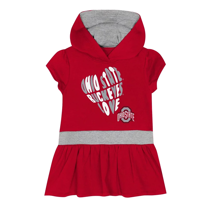 Girls Ohio State Buckeyes Team Love French Terry Hoodie Dress