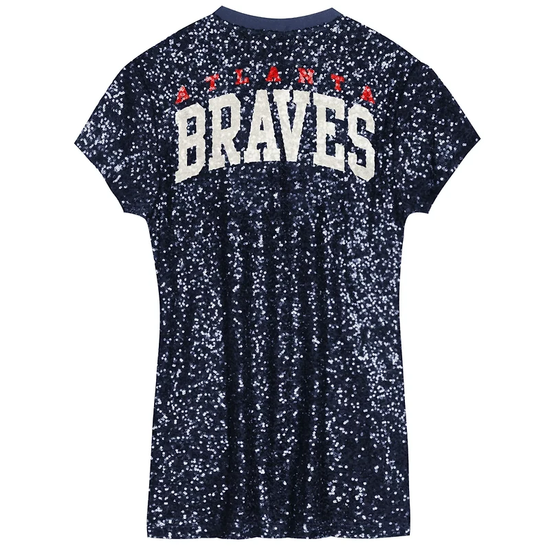 Girls Preschool Atlanta Braves Sequin V-Neck Dress