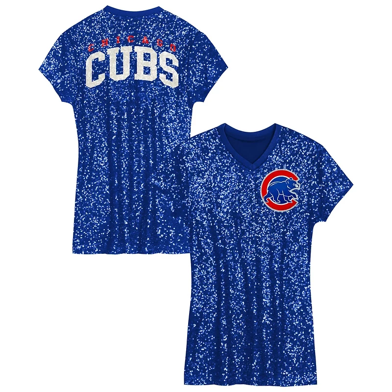 Girls Preschool Chicago Cubs Sequin V-Neck Dress