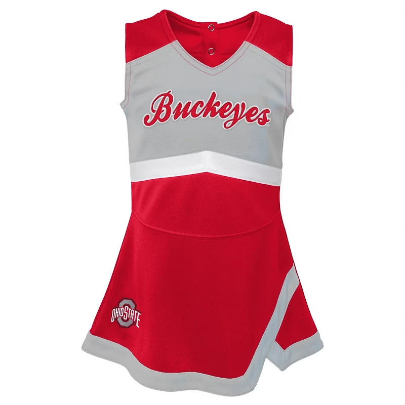 Girls Preschool Ohio State Buckeyes Two-Piece Cheer Captain Jumper Dress  Bloomers Set