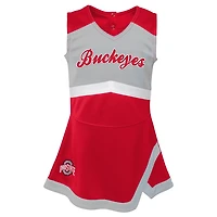 Girls Preschool Ohio State Buckeyes Two-Piece Cheer Captain Jumper Dress  Bloomers Set