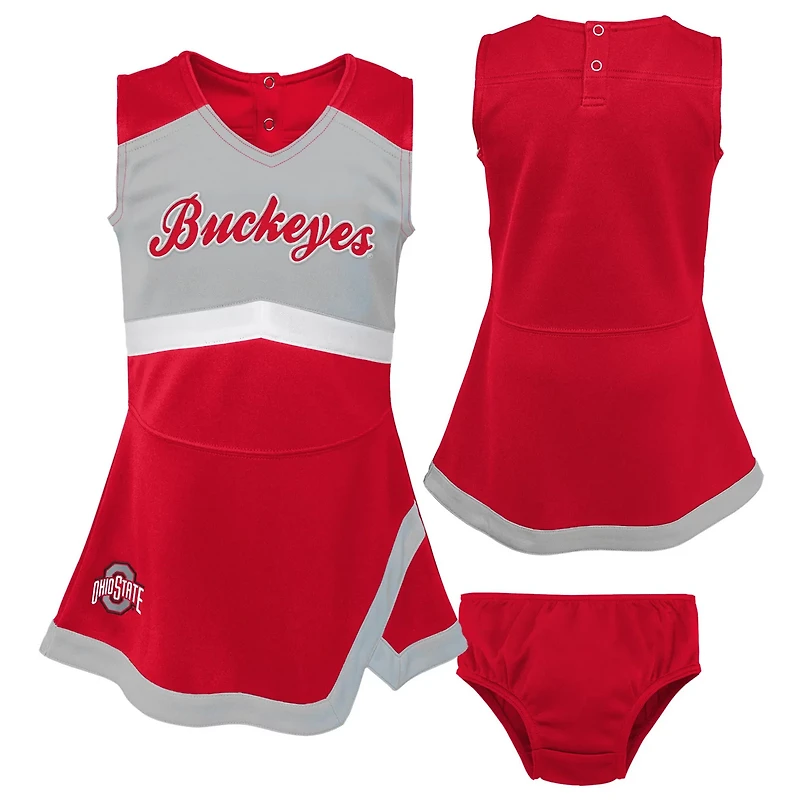 Girls Preschool Ohio State Buckeyes Two-Piece Cheer Captain Jumper Dress  Bloomers Set