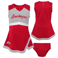 Girls Preschool Ohio State Buckeyes Two-Piece Cheer Captain Jumper Dress  Bloomers Set