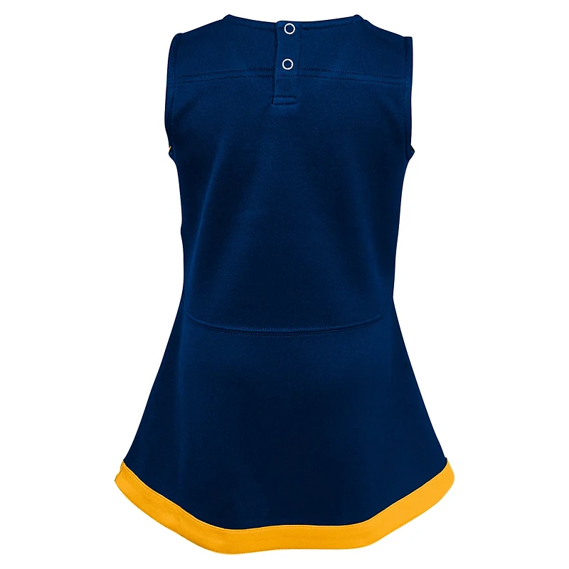 Girls Preschool West Virginia Mountaineers Two-Piece Cheer Captain Jumper Dress  Bloomers Set