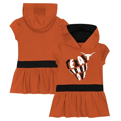 Girls Texas Longhorns Team Love French Terry Hoodie Dress