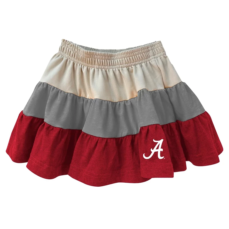 Girls Wes  Willy Alabama Crimson Tide Tri-Blend Sleeveless Full-Zip Hoodie Tiered Skirt Set