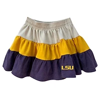 Girls Wes  Willy LSU Tigers Tri-Blend Sleeveless Full-Zip Hoodie Tiered Skirt Set