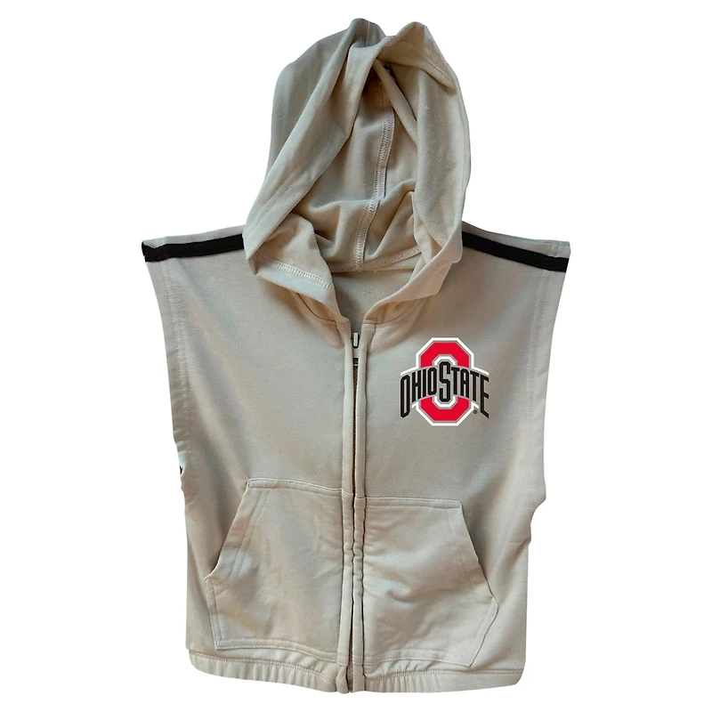 Girls Wes  Willy Ohio State Buckeyes Tri-Blend Sleeveless Full-Zip Hoodie Tiered Skirt Set