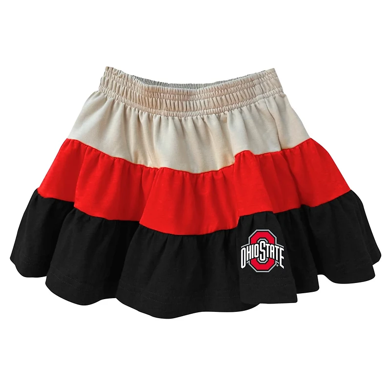 Girls Wes  Willy Ohio State Buckeyes Tri-Blend Sleeveless Full-Zip Hoodie Tiered Skirt Set