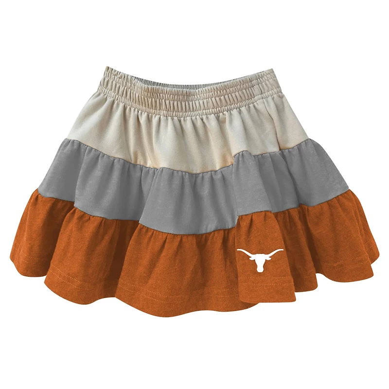 Girls Wes Willy Texas Longhorns Tri-Blend Sleeveless Full-Zip Hoodie Tiered Skirt Set