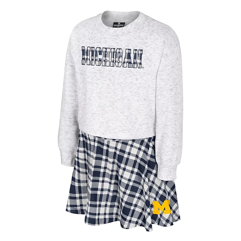 Girls Youth Colosseum Michigan Wolverines Marceline Plaid Skirt and Top Set