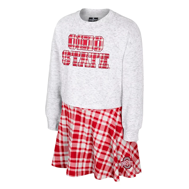 Girls Youth Colosseum Ohio State Buckeyes Marceline Plaid Skirt and Top Set