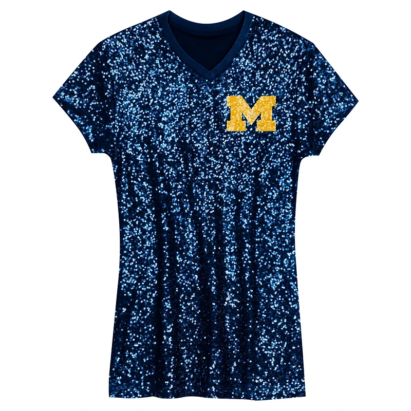 Girls Youth Michigan Wolverines Sequin V-Neck Dress