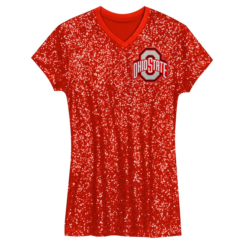 Girls Youth Ohio State Buckeyes Sequin V-Neck Dress