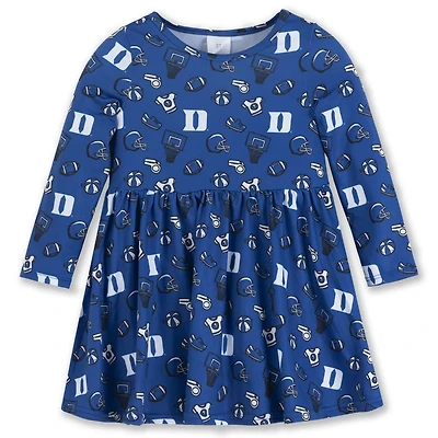 Girls ZooZatz Duke Blue Devils All-Over Print Football Dress