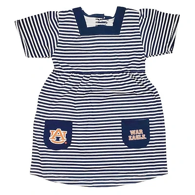 Little King Auburn Tigers Striped Dress with Pockets