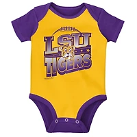 Mitchell  Ness Gold LSU Tigers 3-Pack Bodysuit Bib and Bootie Set