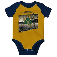 Mitchell  Ness Gold Notre Dame Fighting Irish 3-Pack Bodysuit Bib and Bootie Set