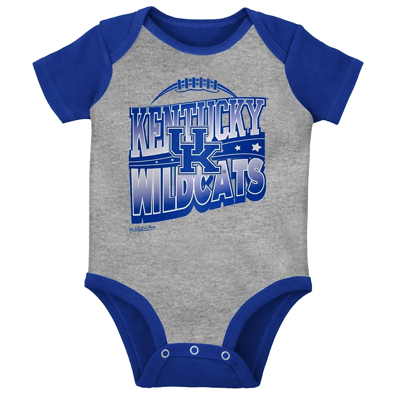 Mitchell  Ness Heather Gray Kentucky Wildcats 3-Pack Bodysuit Bib and Bootie Set