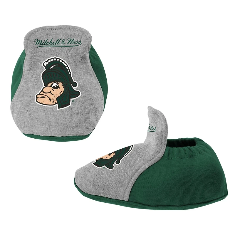 Mitchell  Ness Heather Gray Michigan State Spartans 3-Pack Bodysuit Bib and Bootie Set