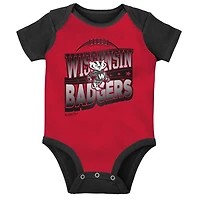 Mitchell  Ness Red Wisconsin Badgers 3-Pack Bodysuit Bib and Bootie Set