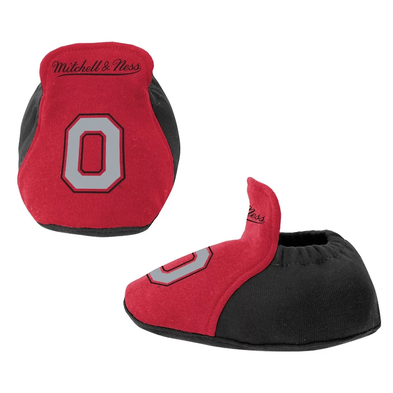 Mitchell Ness Scarlet Ohio State Buckeyes 3-Pack Bodysuit Bib and Bootie Set