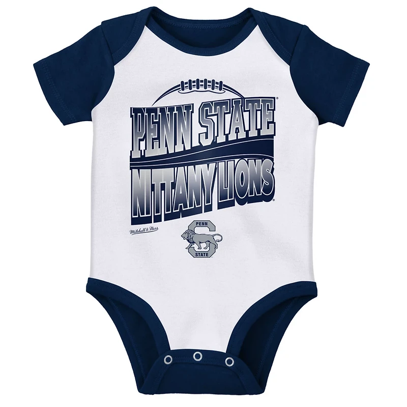 Mitchell  Ness White Penn State Nittany Lions 3-Pack Bodysuit Bib and Bootie Set