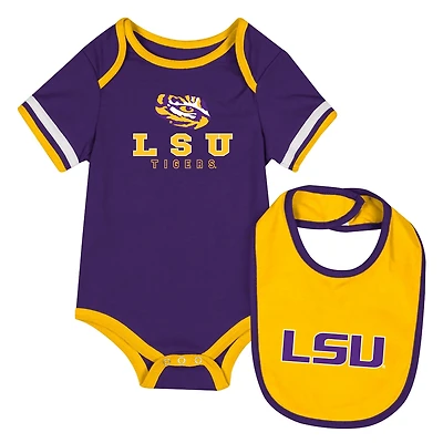 Newborn  Infant Colosseum LSU Tigers Bodysuit Bib Set