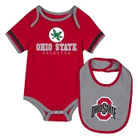 Newborn  Infant Colosseum Ohio State Buckeyes Bodysuit Bib Set