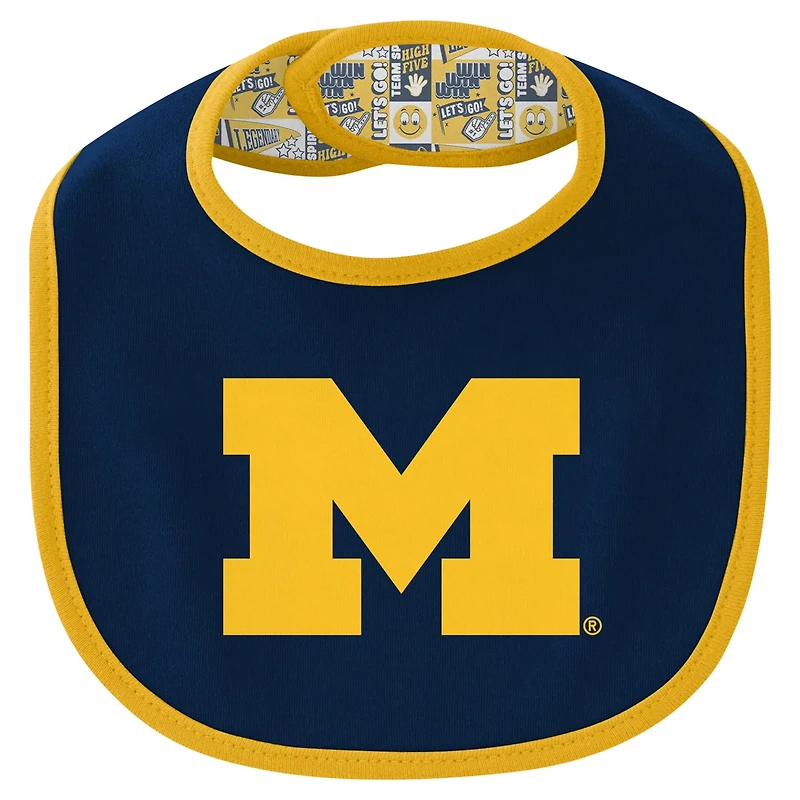 Newborn Michigan Wolverines Dynamic Duo Bodysuit Bib Cuffed Knit Hat Set